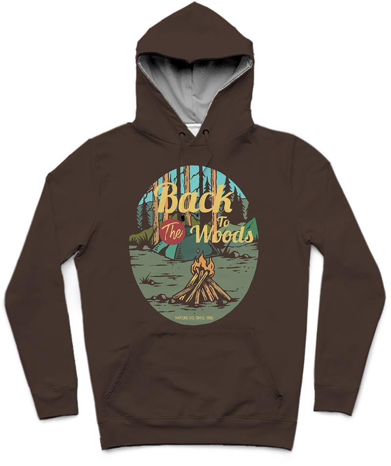 Back To The Woods Trendy All-Over Print Solid Tobago Hoodie