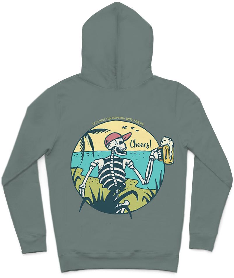Cheers! Trendy All-Over Print Solid Rolling Stone Hoodie