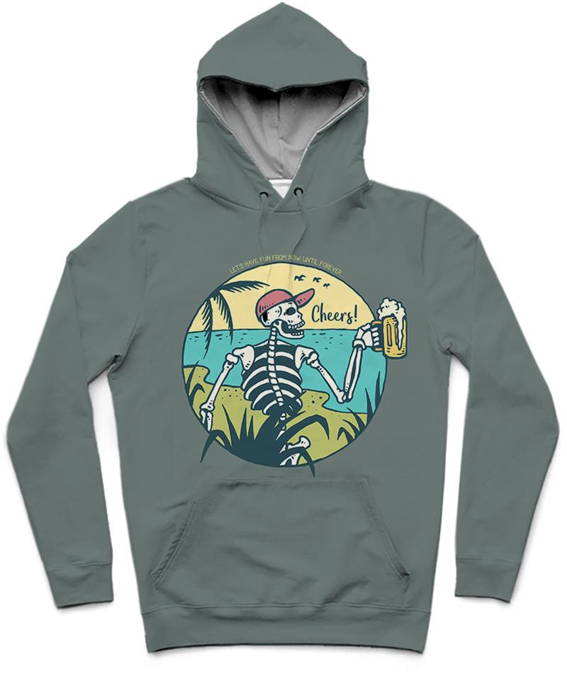 Cheers! Trendy All-Over Print Solid Rolling Stone Hoodie