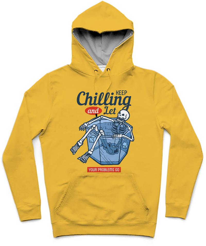 Keep Chilling Trendy All-Over Print Solid Tulip Tree Hoodie