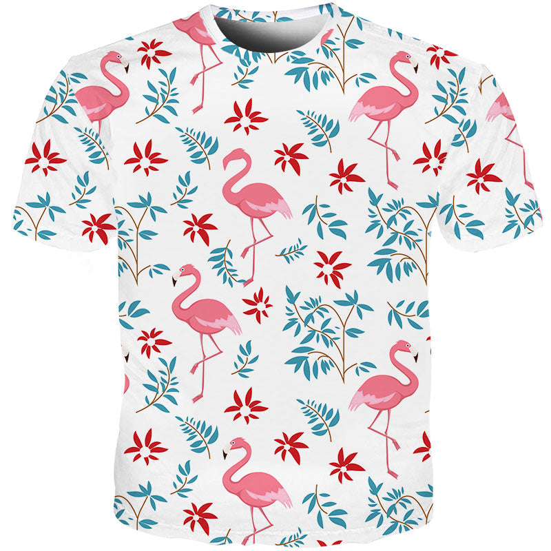 flamingo pattern tee