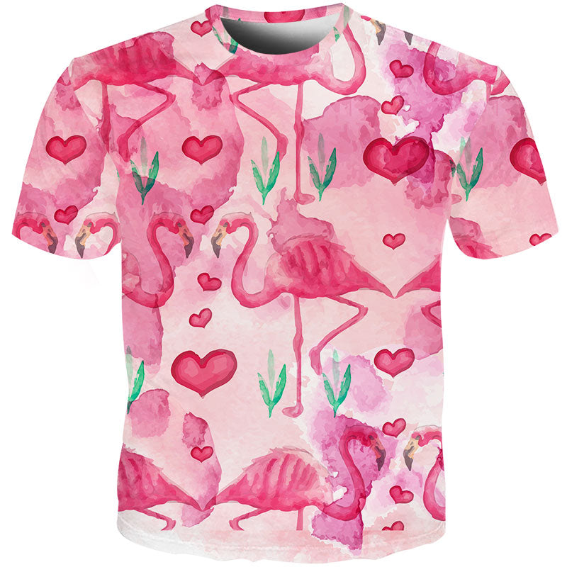 flamingo hearts water paint