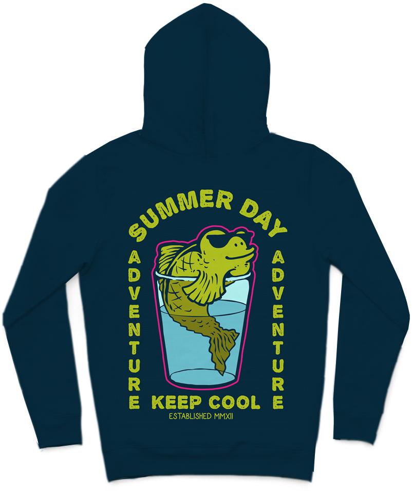 Keep Cool Trendy All-Over Print Solid Sapphire Hoodie
