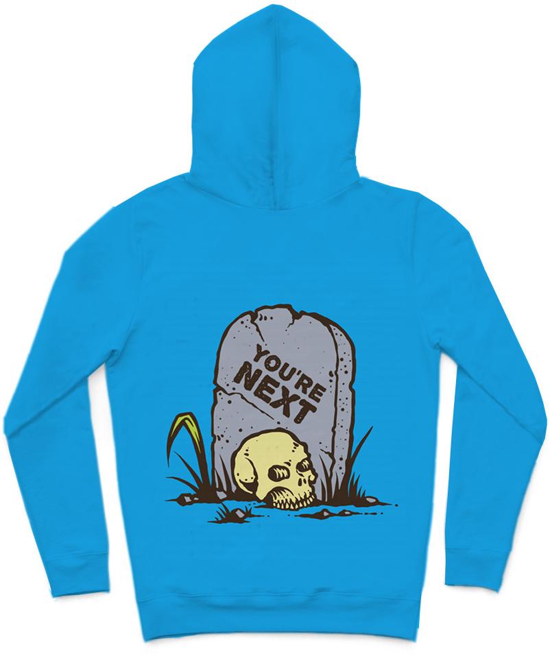 You're Next Trendy All-Over Print Solid Denim Hoodie
