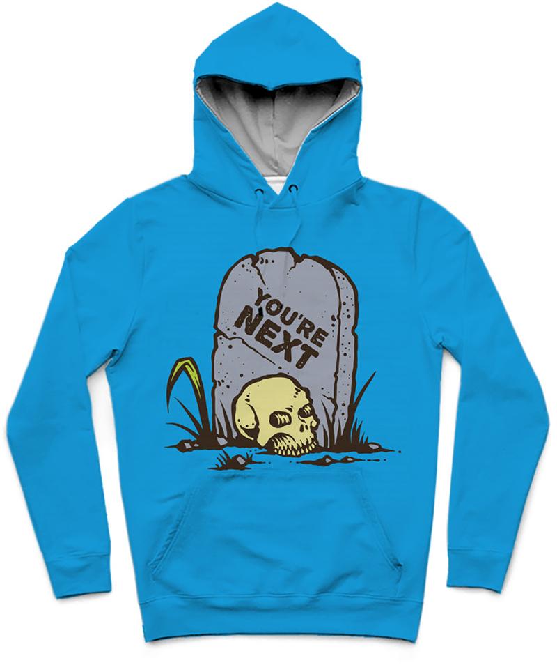 You're Next Trendy All-Over Print Solid Denim Hoodie