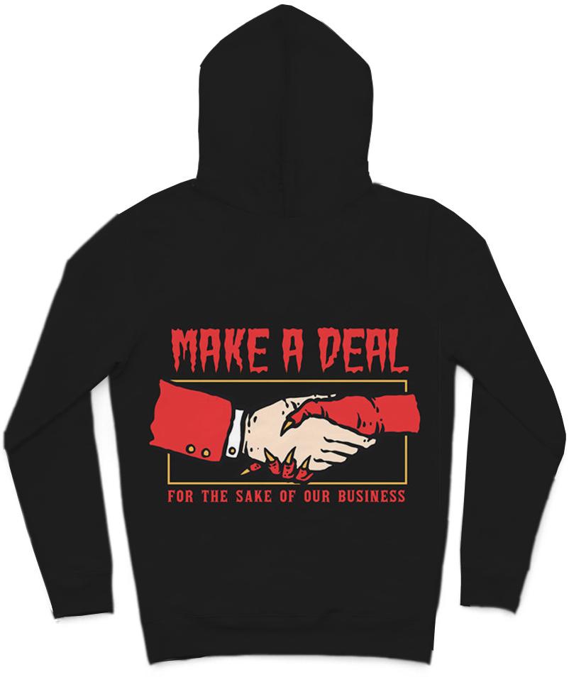 Make A Deal Trendy All-Over Print Solid Black Hoodie