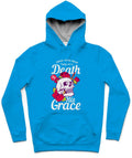 Death By His Grace Trendy All-Over Print Solid Pacific Blue Hoodie