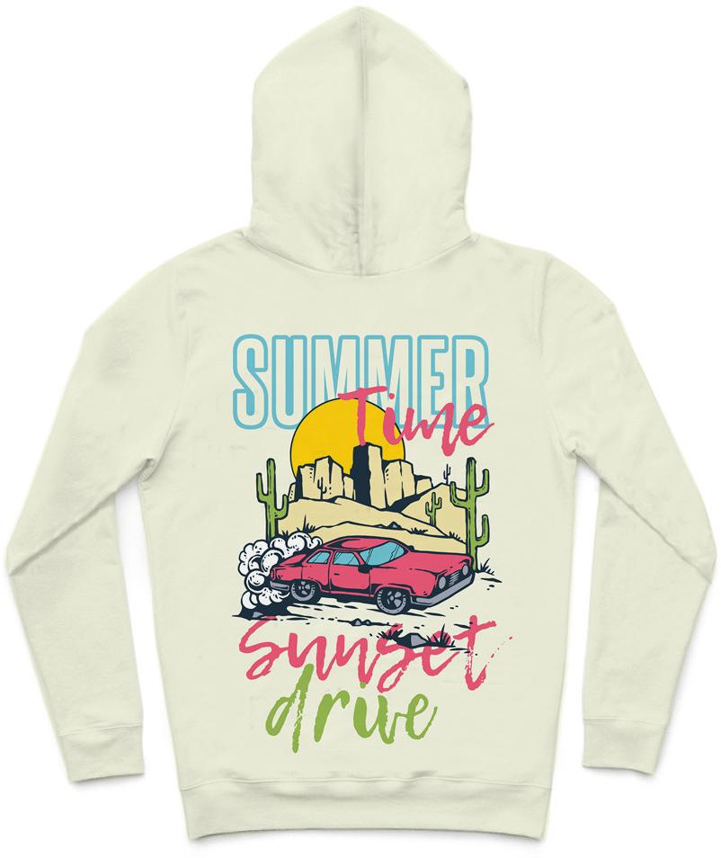 Summer Time Trendy All-Over Print Solid Green White Hoodie