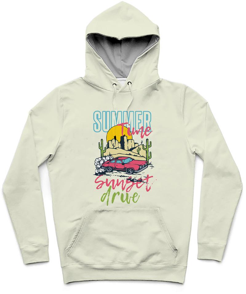 Summer Time Trendy All-Over Print Solid Green White Hoodie