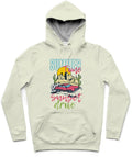 Summer Time Trendy All-Over Print Solid Green White Hoodie