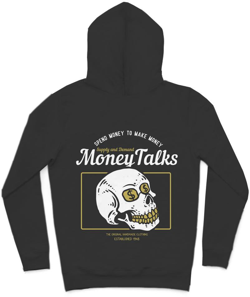 Money Talks Time Trendy All-Over Print Solid Night Rider Hoodie