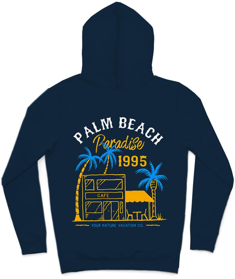 Palm Beach Paradise Trendy All-Over Print Solid Dark Blue Hoodie