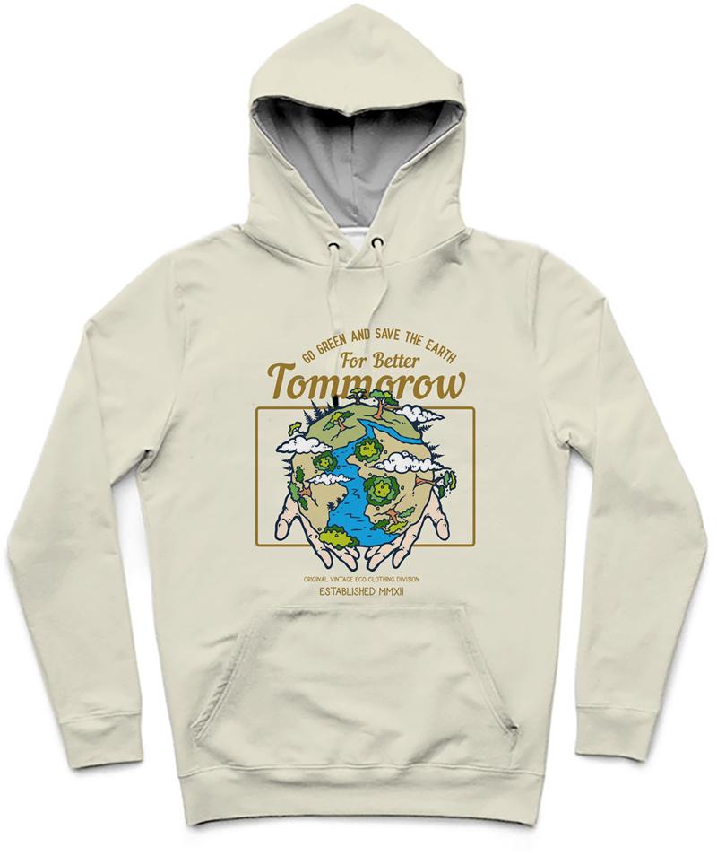 Go Green Trendy All-Over Print Solid Green White Hoodie