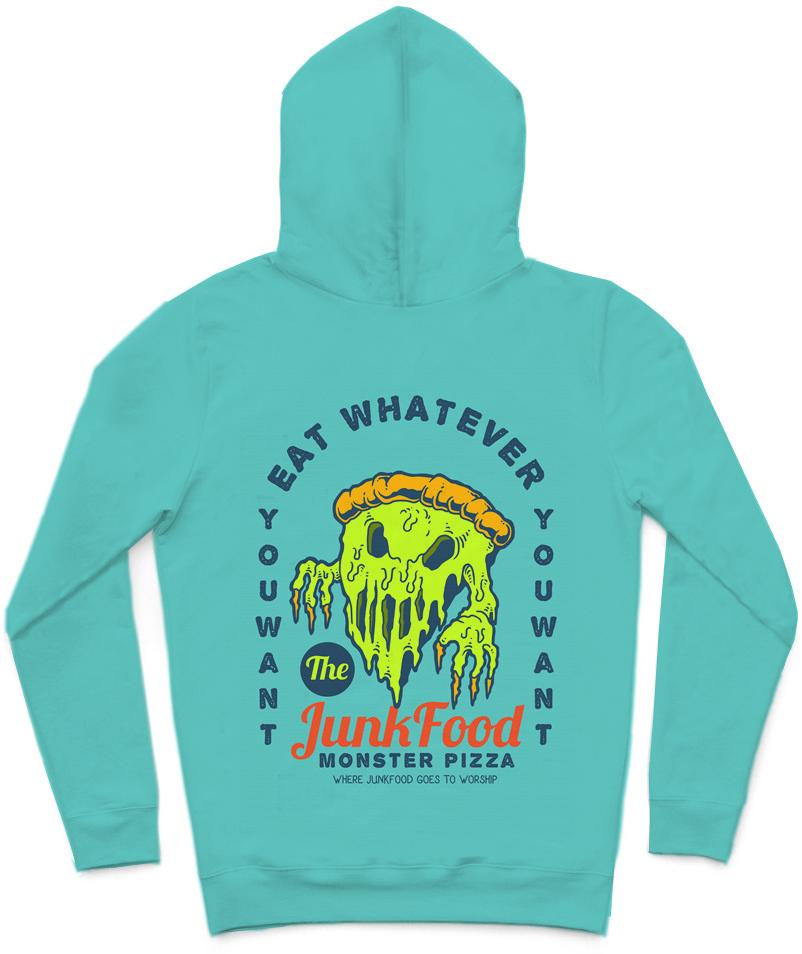 Monster Pizza Trendy All-Over Print Solid Puerto Rico Hoodie