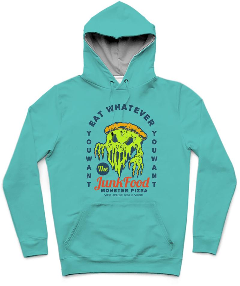 Monster Pizza Trendy All-Over Print Solid Puerto Rico Hoodie