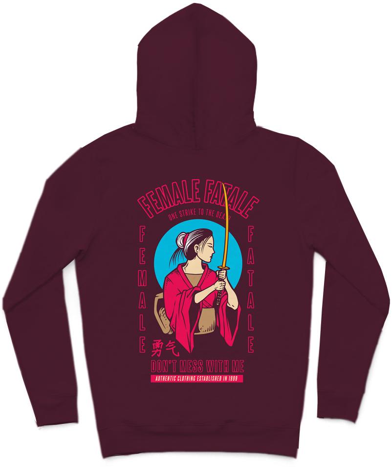 Don't Mess With Me Trendy All-Over Print Solid Blackberry Hoodie