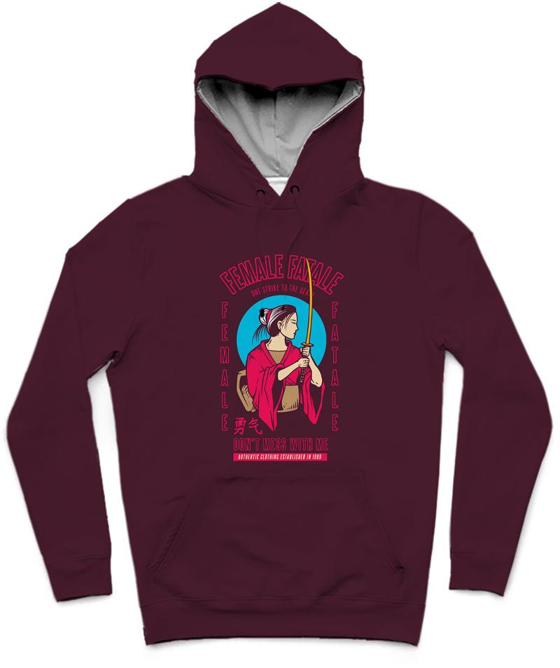 Don't Mess With Me Trendy All-Over Print Solid Blackberry Hoodie