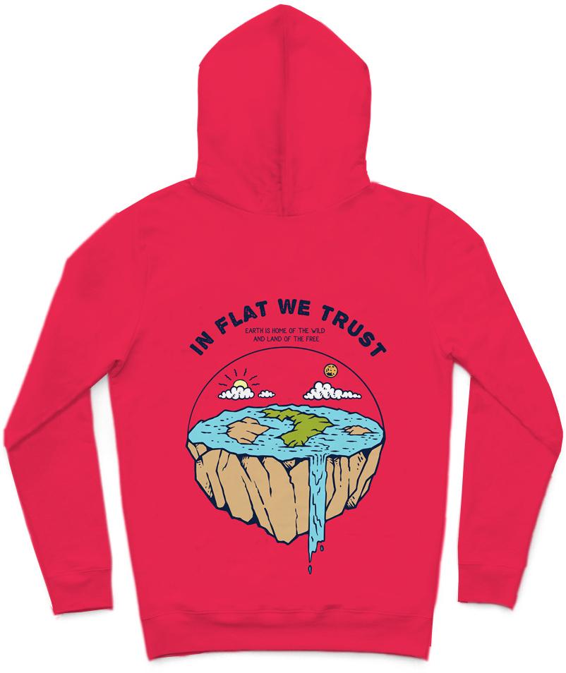 Flat Earthers Trendy All-Over Print Solid Amaranth Hoodie