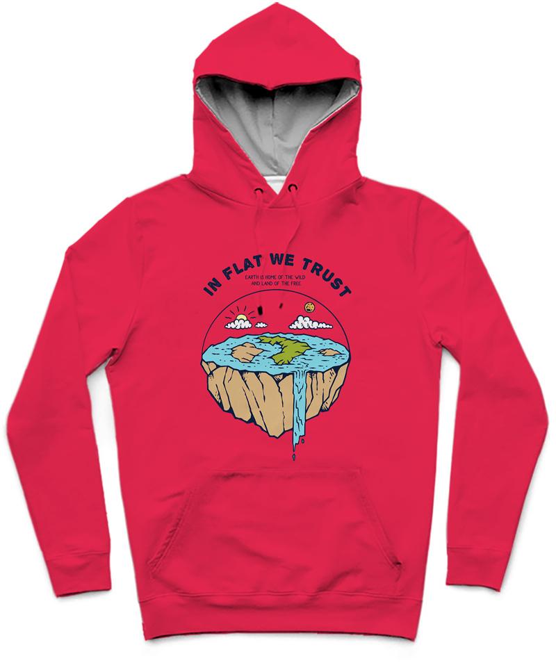 Flat Earthers Trendy All-Over Print Solid Amaranth Hoodie