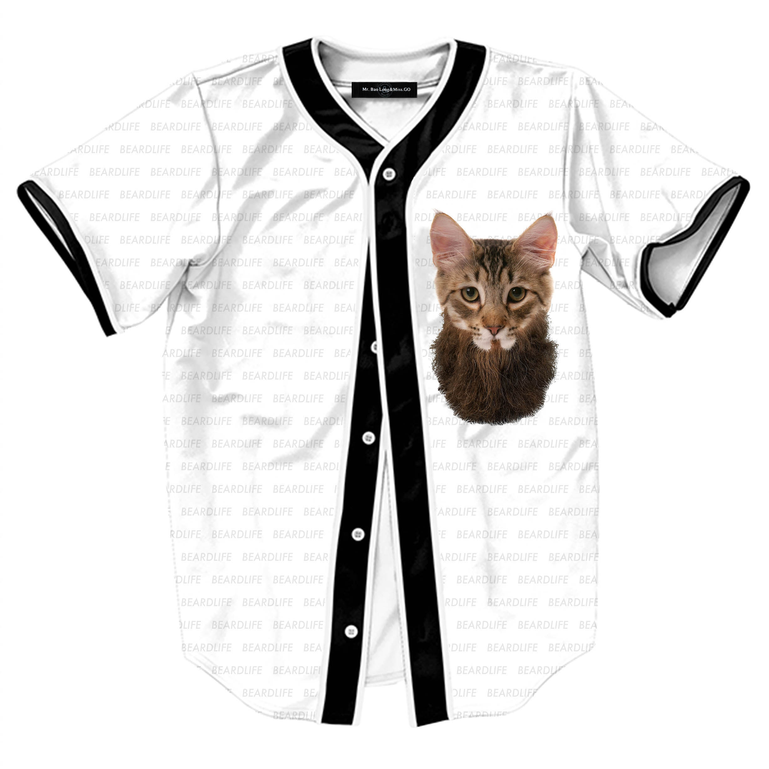 bearded cat baseball tee