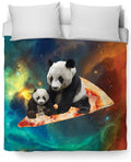 Space Pizza Panda Duvet Cover