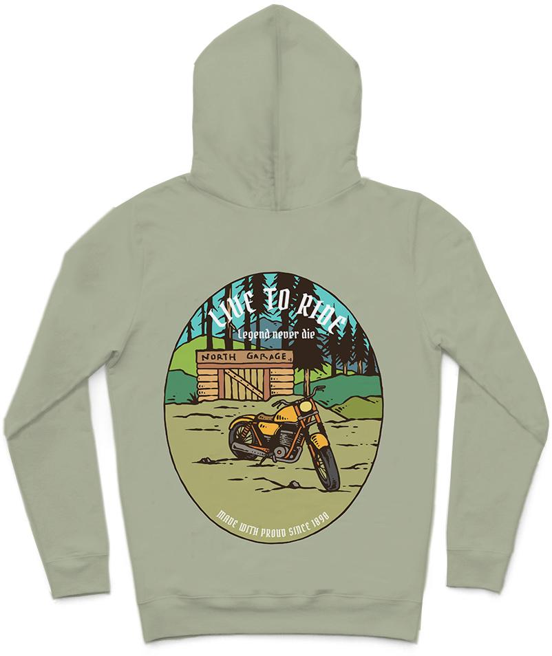 Live To Ride Trendy All-Over Print Solid Bud Hoodie