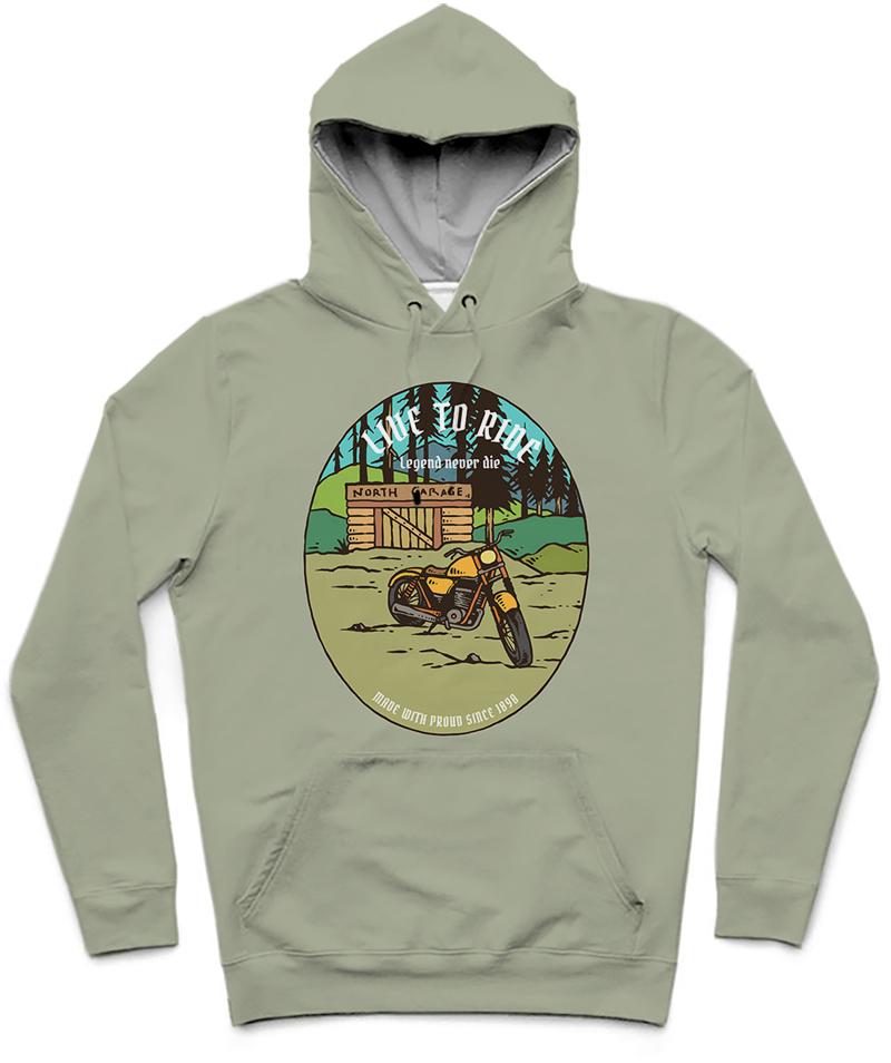 Live To Ride Trendy All-Over Print Solid Bud Hoodie