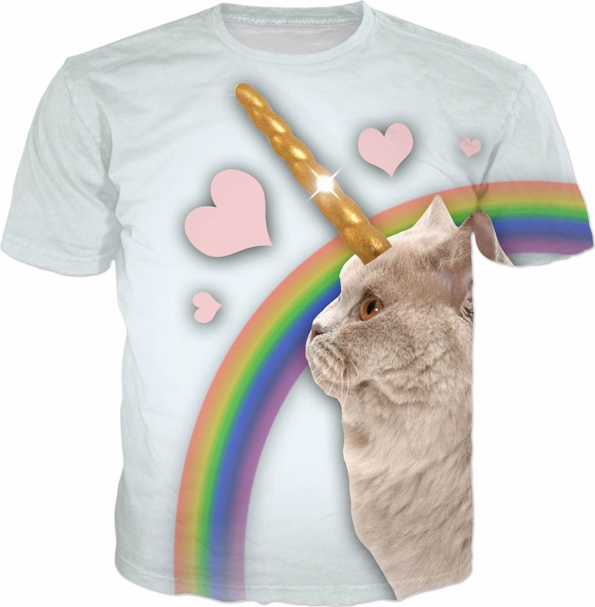 unicorn cat hearts rainbow