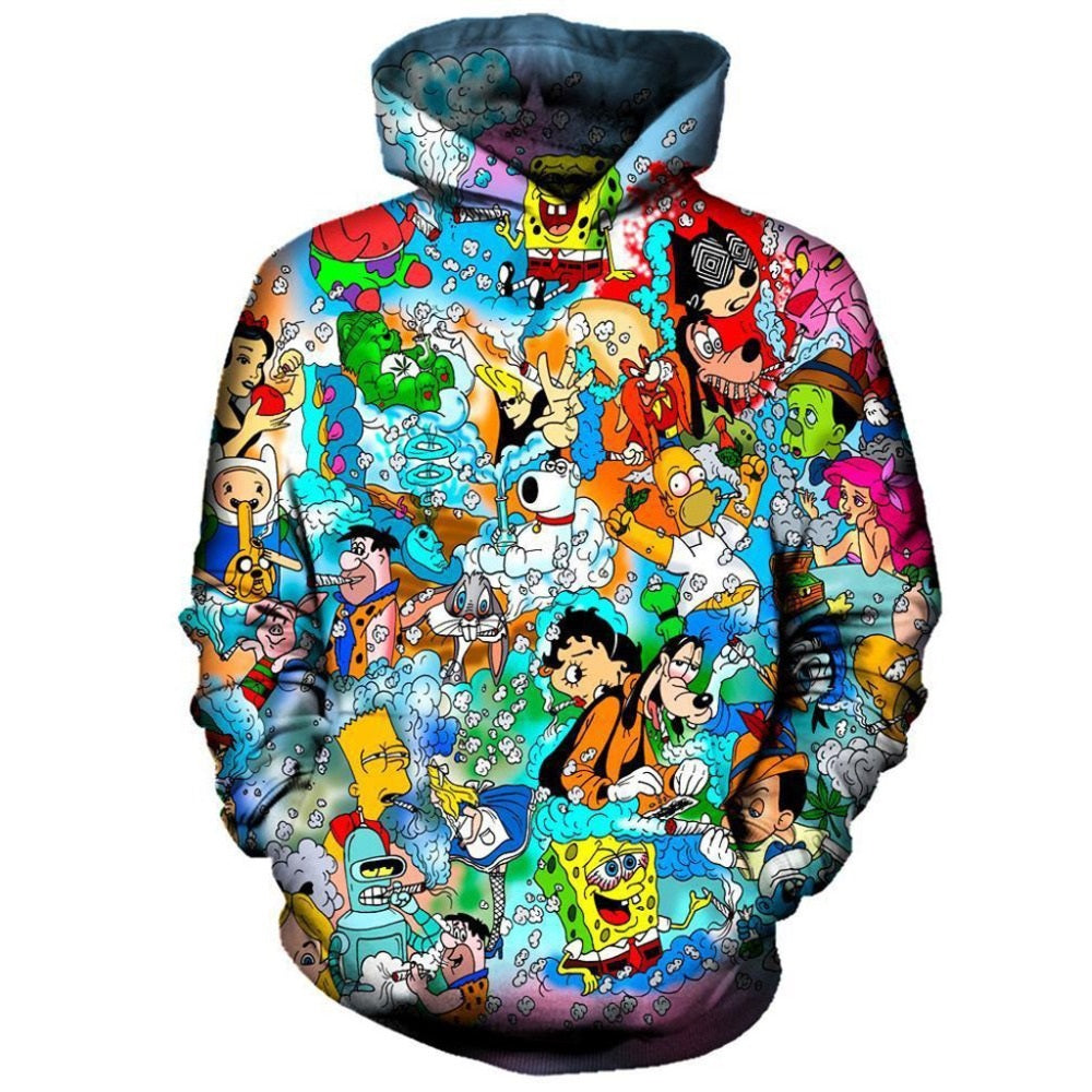 Cartoon Characters 3D Print Hoodie