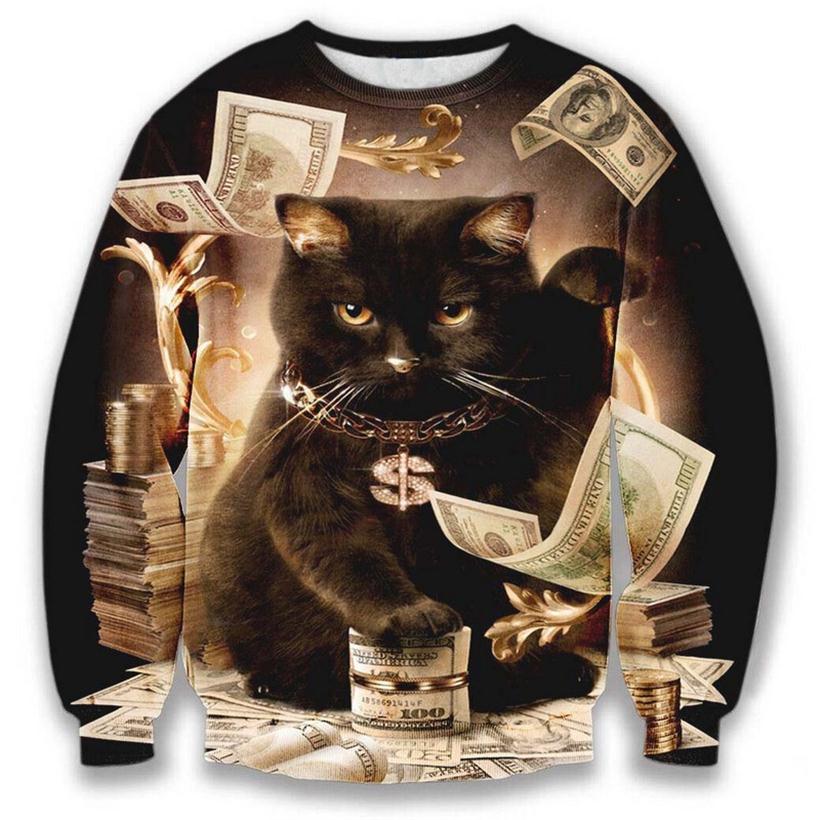 hustler cat plays with cash