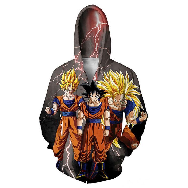 Super Saiyan Goku Forms Zip Up Hoodie