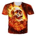 fire roses skull head