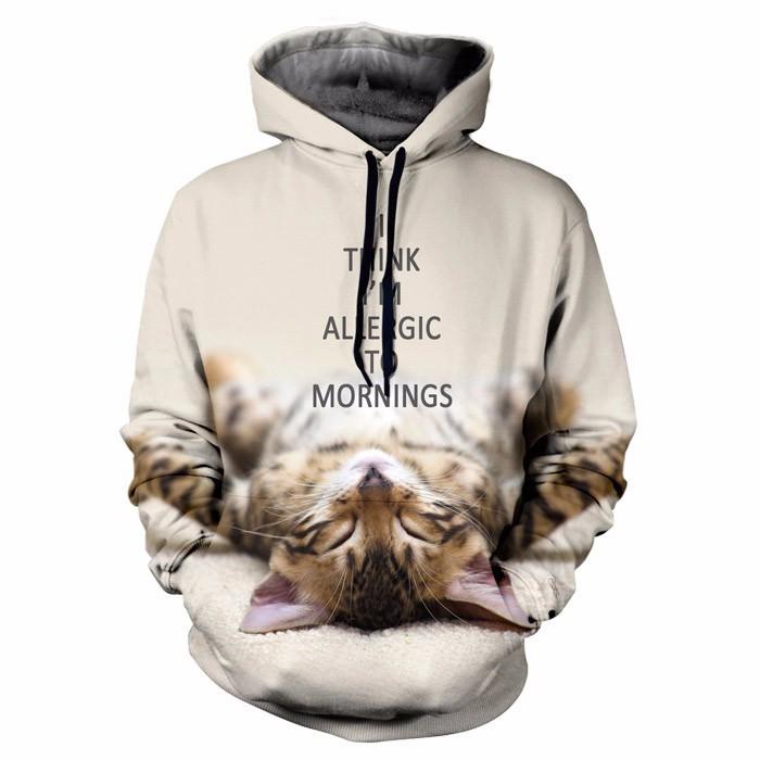 I Think I'm Allergic To Mornings Lazy Cat Hoodie
