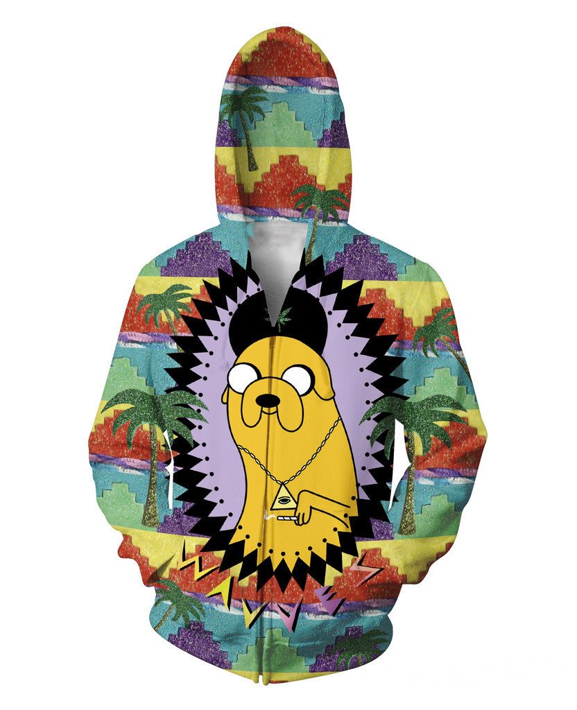 Jake The Dog Smoking Weed Zip Up Hoodie