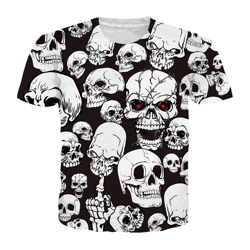 white skulls all over