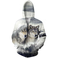 Gray Wolf Zip Up Hoodie