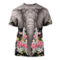 elephant portrait flowers