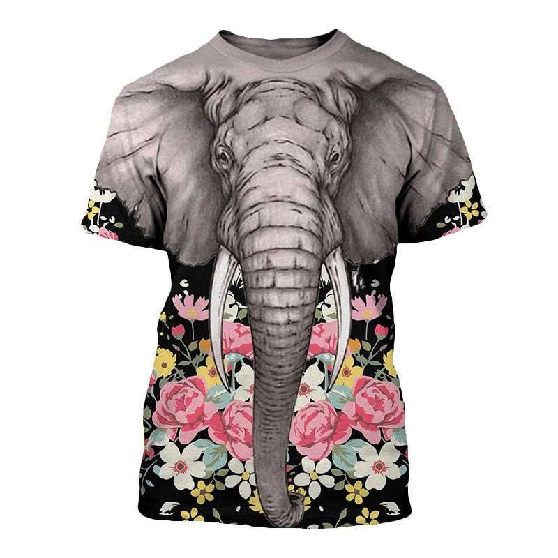elephant portrait flowers