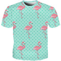 flamingos blue dots