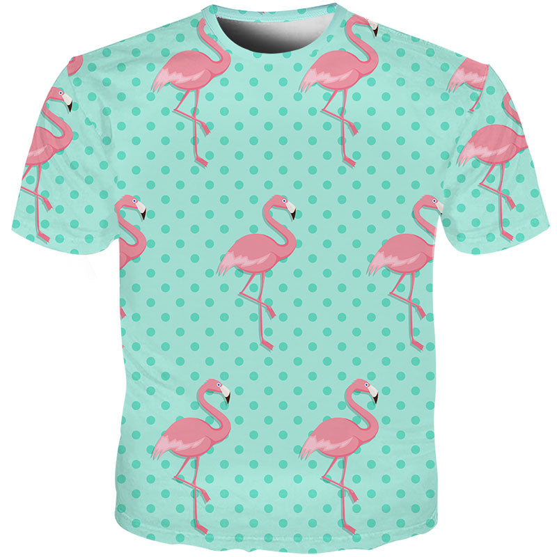 flamingos blue dots