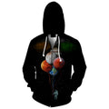 astronaut holding baloon planets