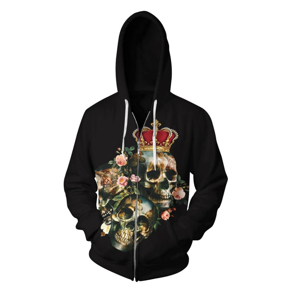 Skulls & Roses Zip Up Hoodie