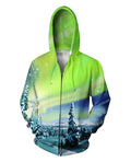 Snow in the Green Sky Zip Up Hoodie