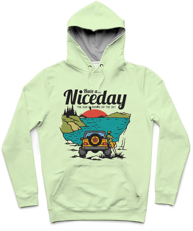 Have A Nice Day Trendy All-Over Print Solid Tusk Hoodie