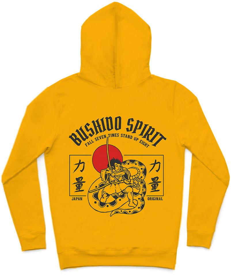 Bushido Spirit Trendy All-Over Print Solid Gamboge Hoodie
