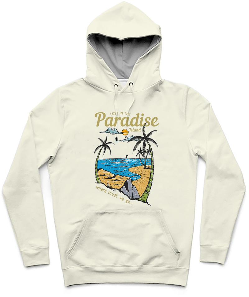 Paradise Island Trendy All-Over Print Solid Soapstone Hoodie