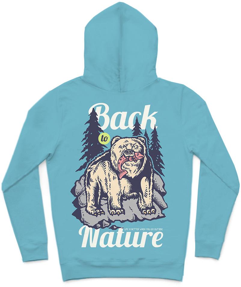 Back To Nature Trendy All-Over Print Solid Glacier Hoodie