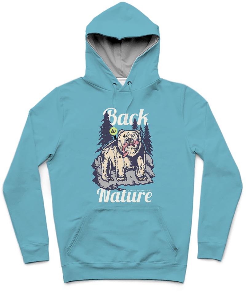 Back To Nature Trendy All-Over Print Solid Glacier Hoodie