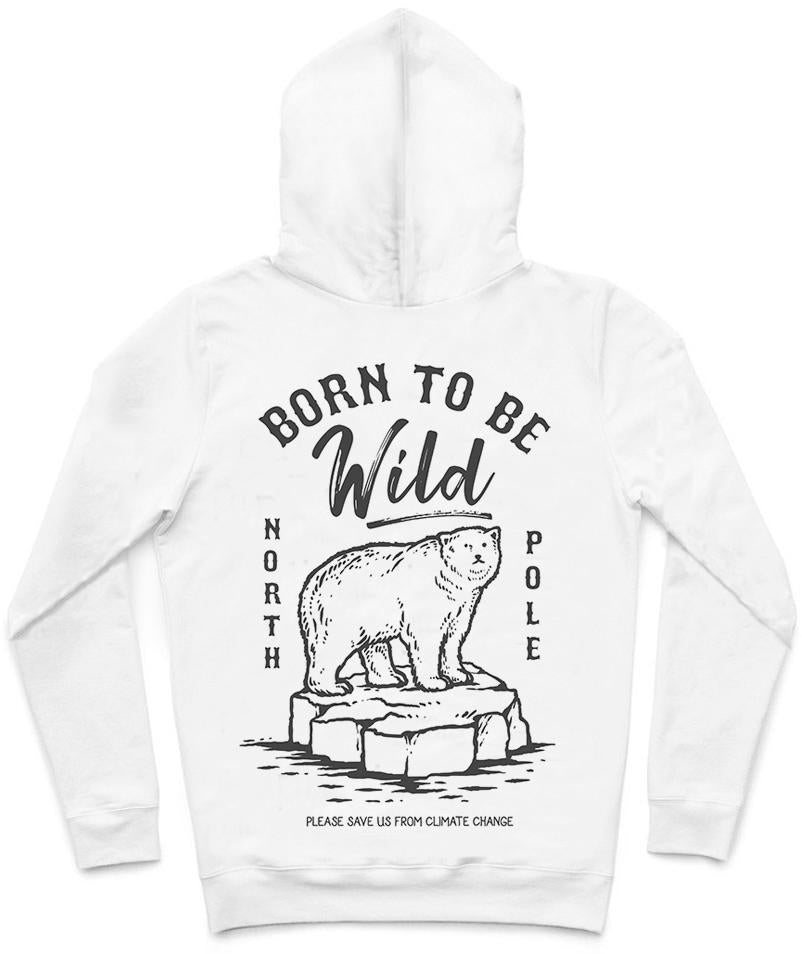 Born To Be Wild Trendy All-Over Print Solid White Smoke Hoodie
