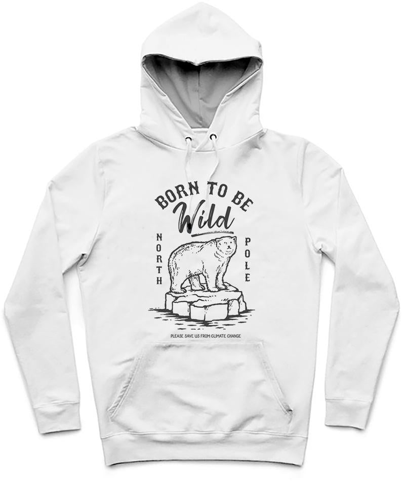 Born To Be Wild Trendy All-Over Print Solid White Smoke Hoodie